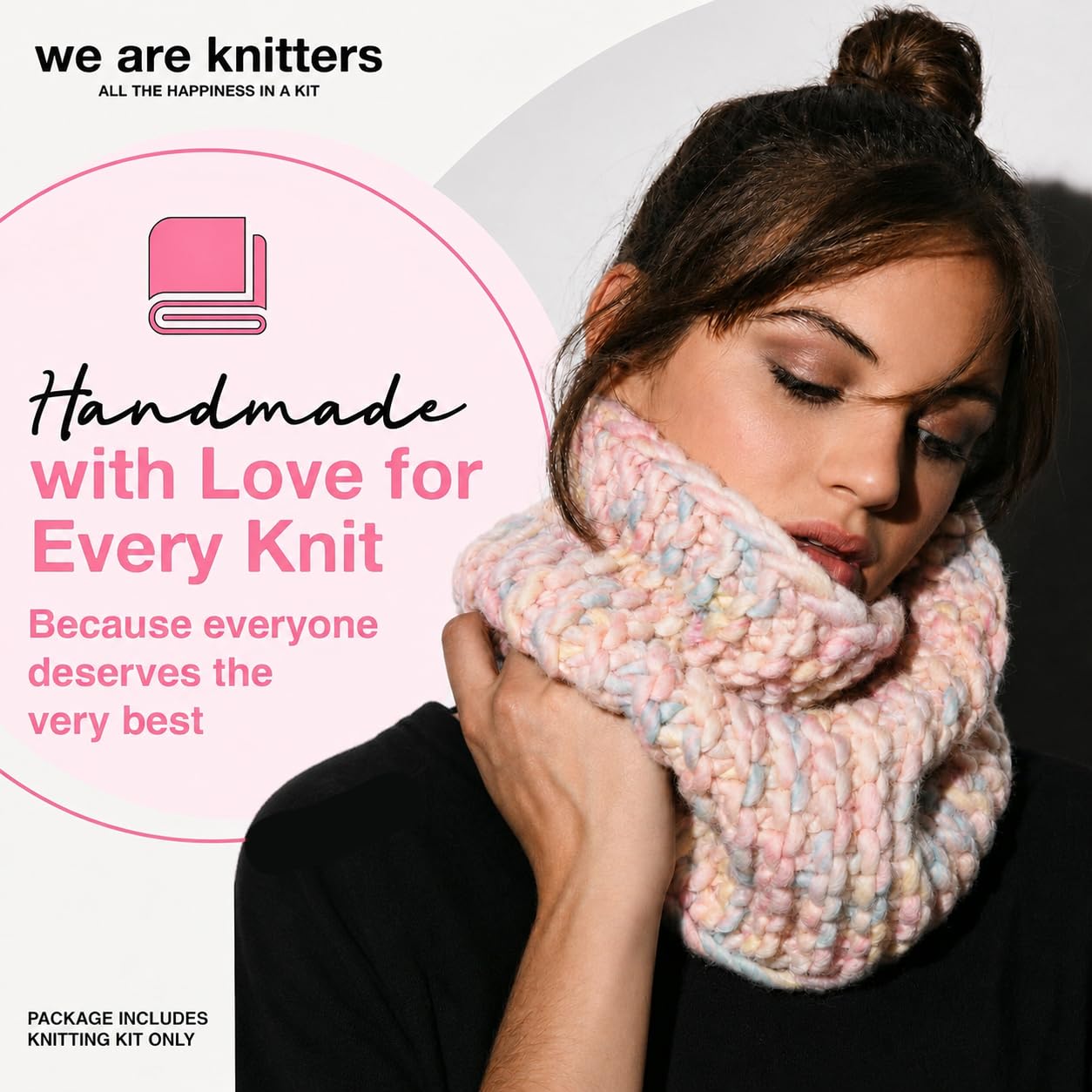 We Are Knitters Himba Snood Strickset für Anfänger, Strickset mit Wolle und Anleitung, Rundschal aus 100% Wolle, DIY Geschenkidee für den Winter