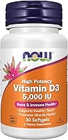 Vista 1 de Now Supplements, Vitamina D3 5,000 UI, Alta Potencia, Soporte Estructural*, 30 cápsulas blandas