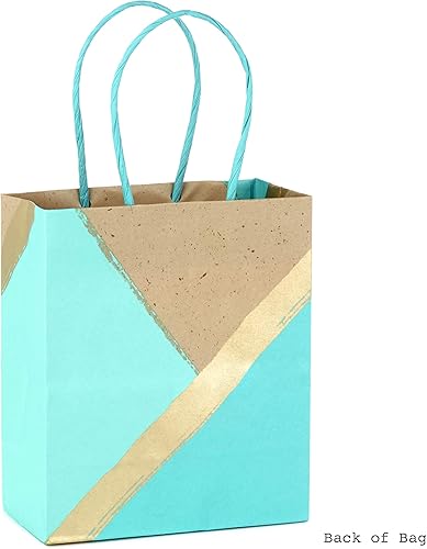 Miniatura 6 de Hallmark Bolsas de regalo pequeñas de papel de 6 pulgadas (paquete de 8 unidades, papel kraft, turquesa y menta) para Navidad, cumpleaños, bodas,