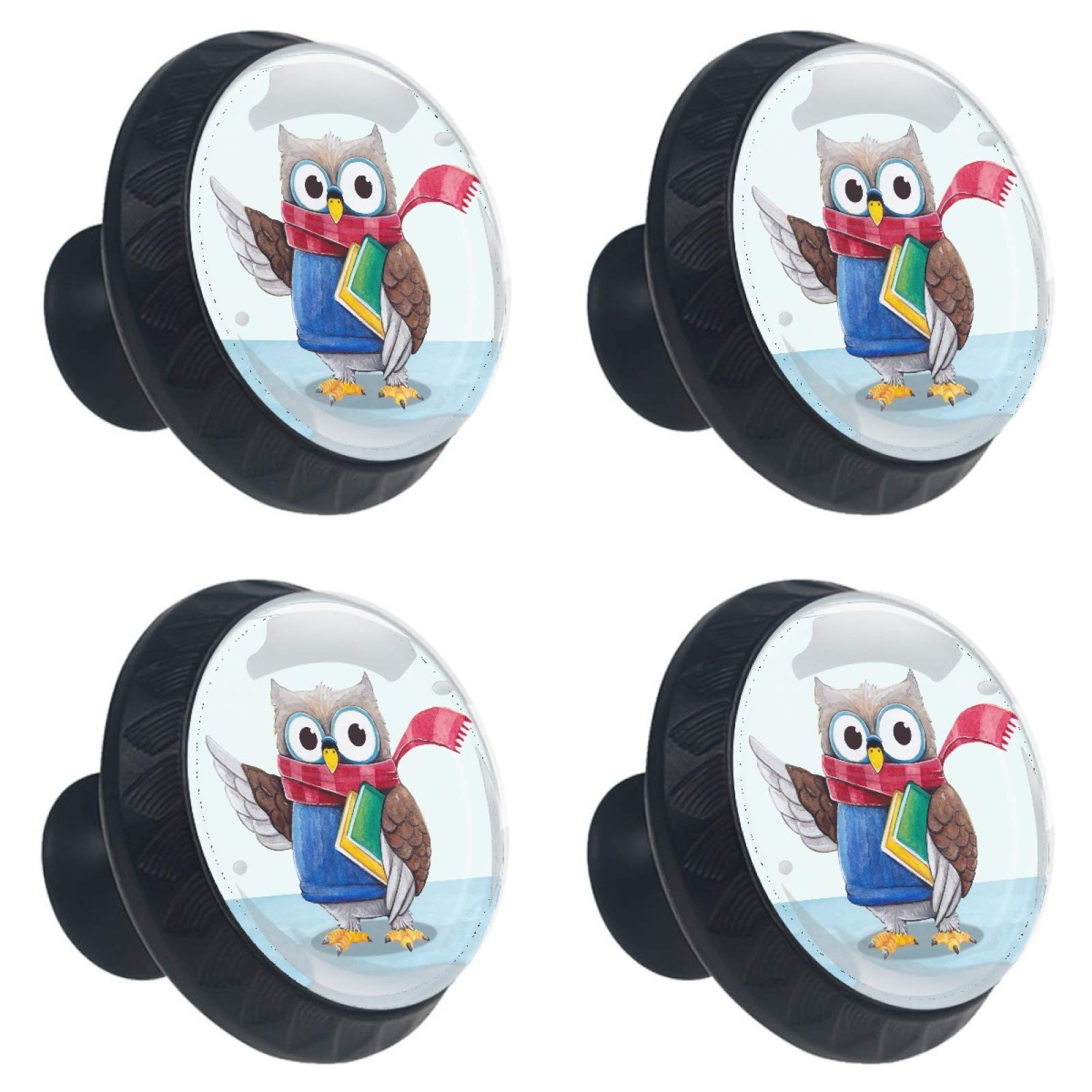 Boutons de meuble chouette en verre pour chambre d'enfant et commode rétro