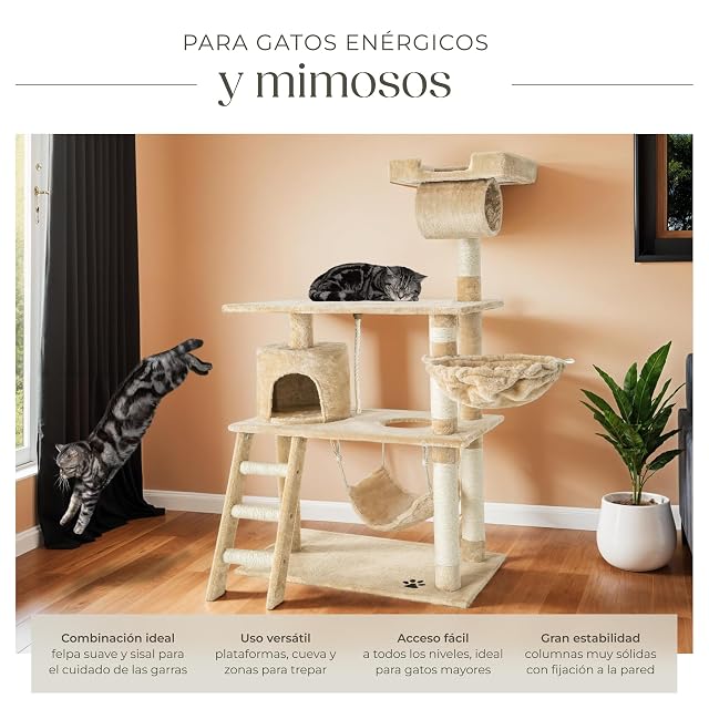 Foto 5 de 8 de Torre para gatos y centro de actividades TecTake de 141 cm