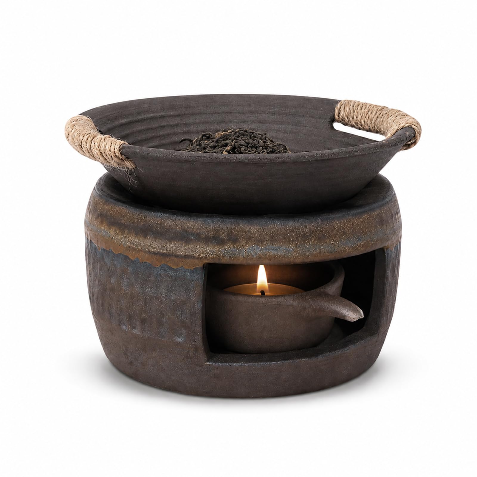 Porzellan Aromatherapie Herd ätherisches Öl Brenner, Tee Licht Wachs Schmelzen Wärmer, Aroma Brenner mit Kerzenhalter für Home Office Duft Meditation Dekor (Stil A)
