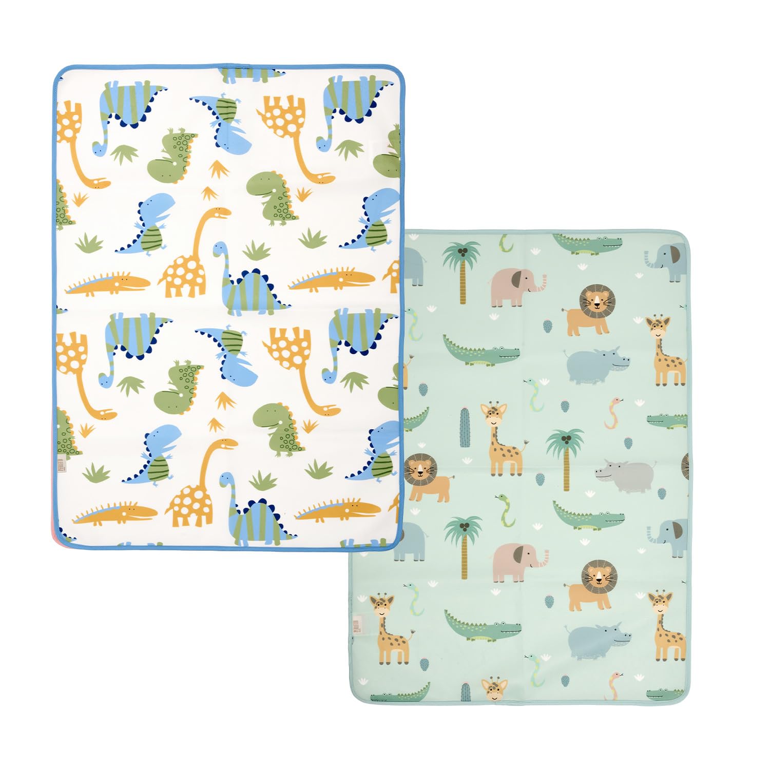 PERLETTI Traversine Neonato Fasciatoio Impermeabili Pacco Doppio - Traversa Teli Cambio Bambino Lavabili in Lavatrice - Traverse Bimbo Riutilizzabili Versatili Morbide (Set Azzurro + Verde, 50x70 cm)