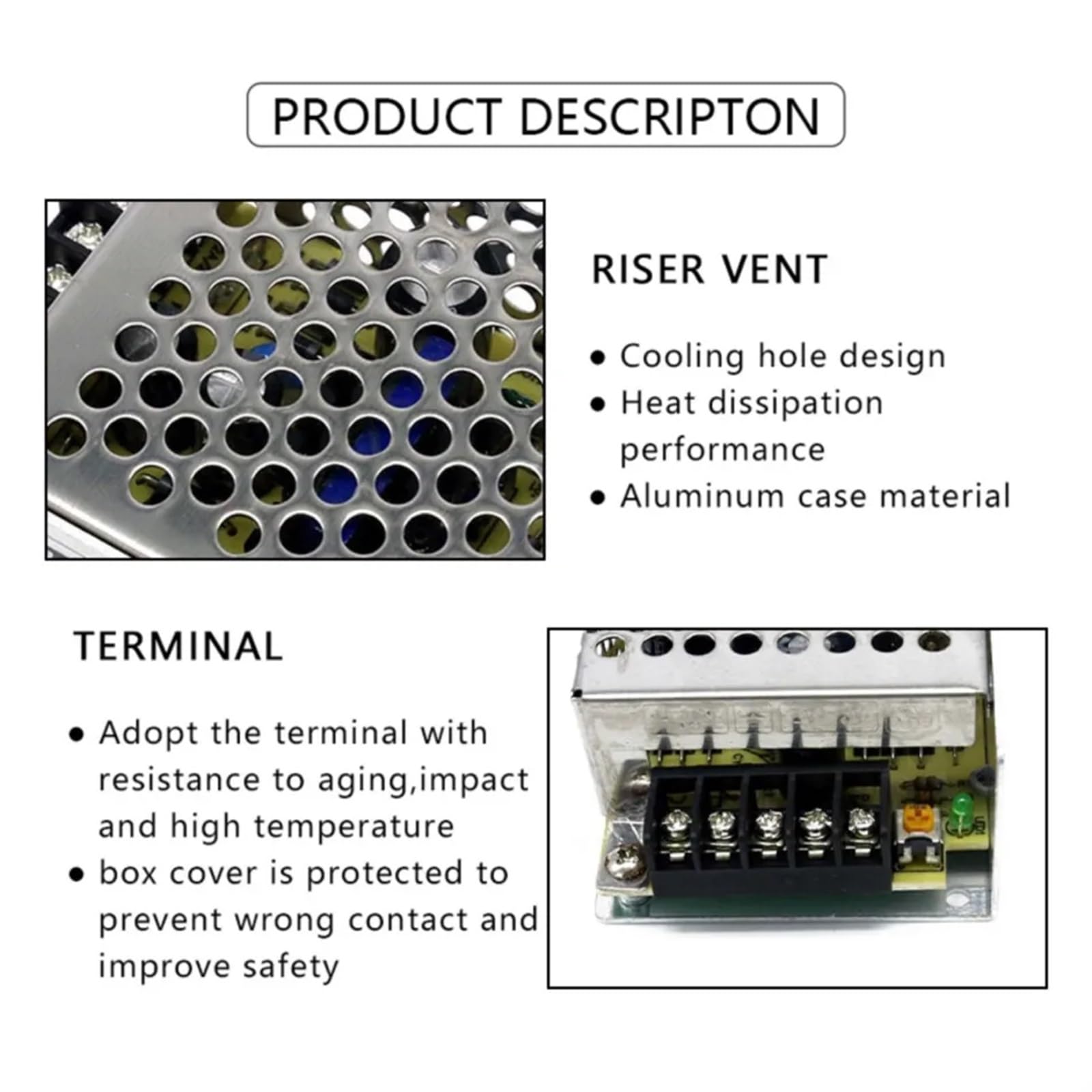 Fuente de alimentación 5V 50W 100-240V AC a DC 5V 50W 10A Caja de aluminio Adaptador de controlador de luz LED