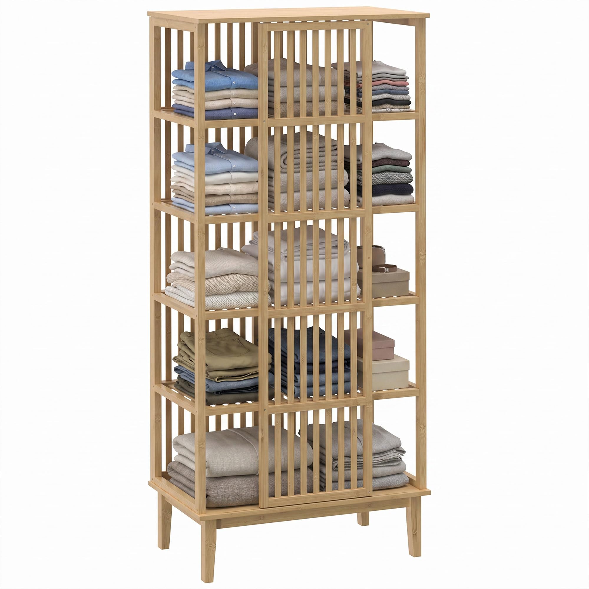 HOMCOM Armadio in bambù 80x47,3x175 cm Legno naturale