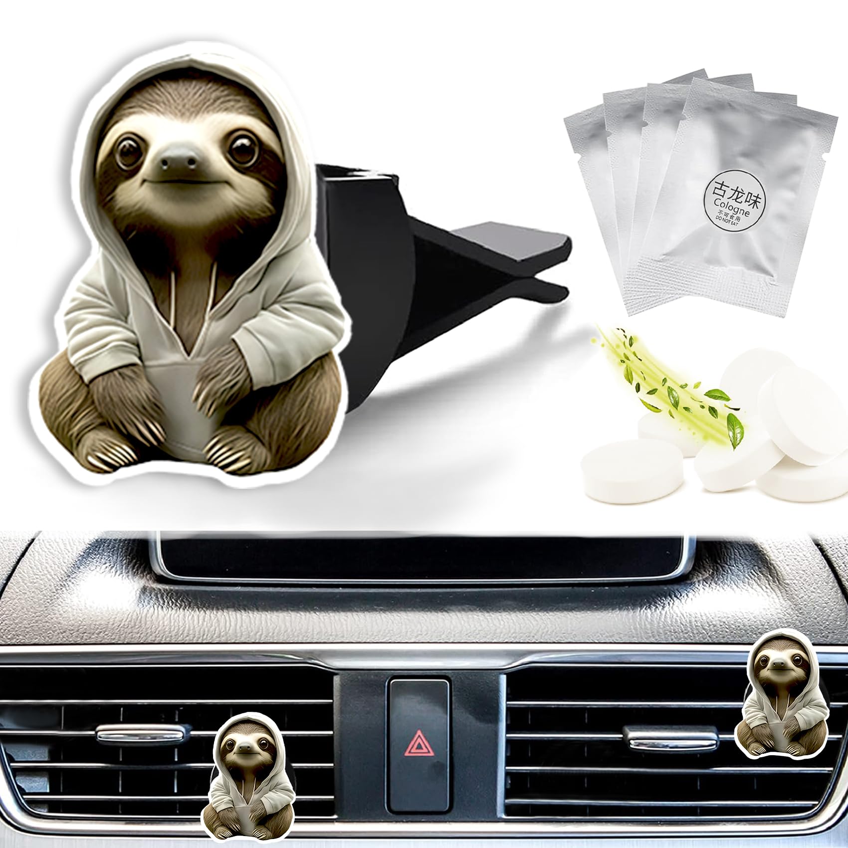 Fresh Scented Car Air Freshener Vent Clip, Sloth Decorative