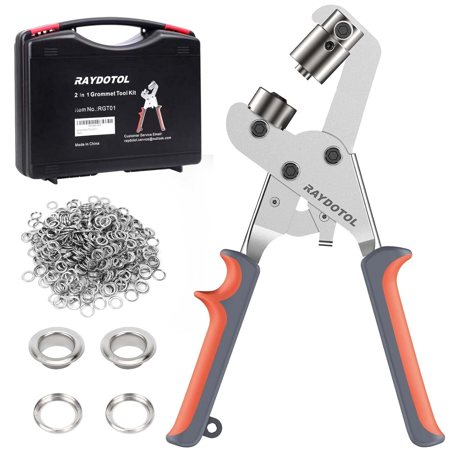 Grommet Tool Kit with Case RAYDOTOL Grommet Pliers with 3/8 Inch