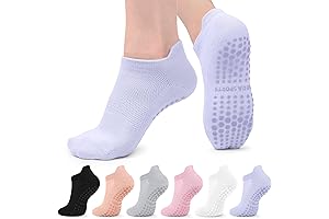 6 Pairs Pilates Socks Yoga Socks Non-Slip with Grips for Women's Barre Class