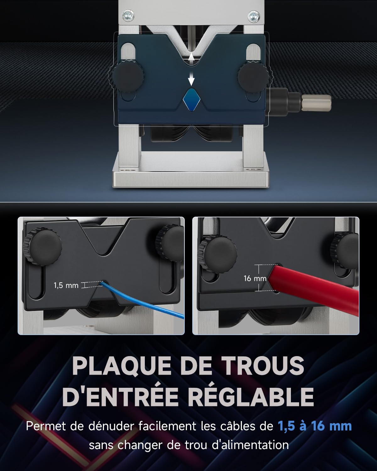 CREWORKS Dénudeur Câble Électrique 1,5-25 mm Machine à Dénuder le Cuivre Dénudeuse de Câble Manuelle pour Recyclage de Fils Câble Cuivre