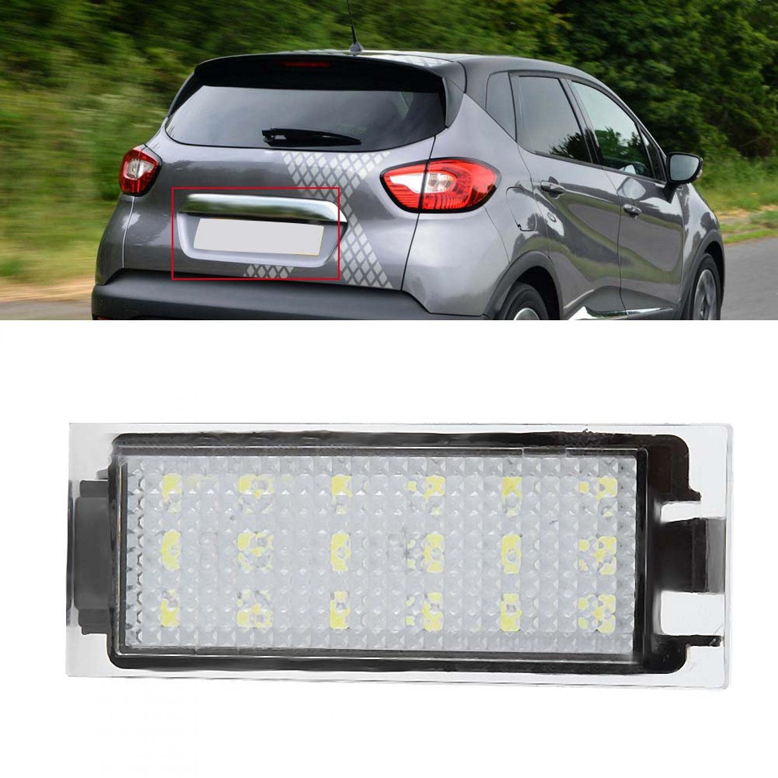 2 Luci LED Per Targa Auto, 18 LED, Compatibili Con Renault Twingo, Clio, Megane, Laguna, Plug And Play, Impermeabili
