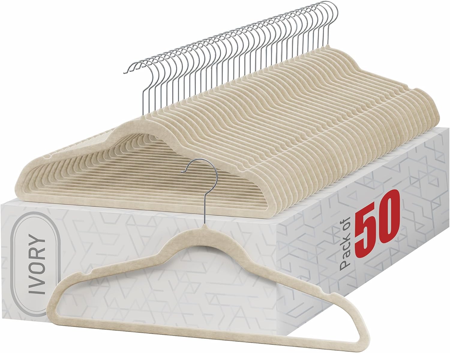 Product image of Home-it Premium Velvet Hangers 50 Pack - Ivory Suit Hangers Non Slip - Heavy Duty Clothes Hangers for Closet, Jacket, Shirt, Pants and Suit, Hook Swivel 360 - Ultra Thin