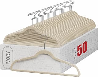 HOMEIT Premium Velvet Non-Slip Hangers 50 Pack - Ultra Thin Heavy Duty Swivel Hook for Closet, Suits, Shirts, Jackets
