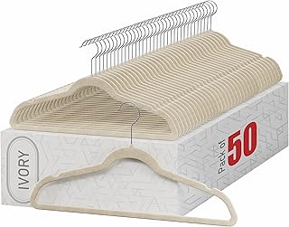 Home-it Premium Velvet Hangers 50 Pack - Ivory Suit Hangers Non Slip - H...