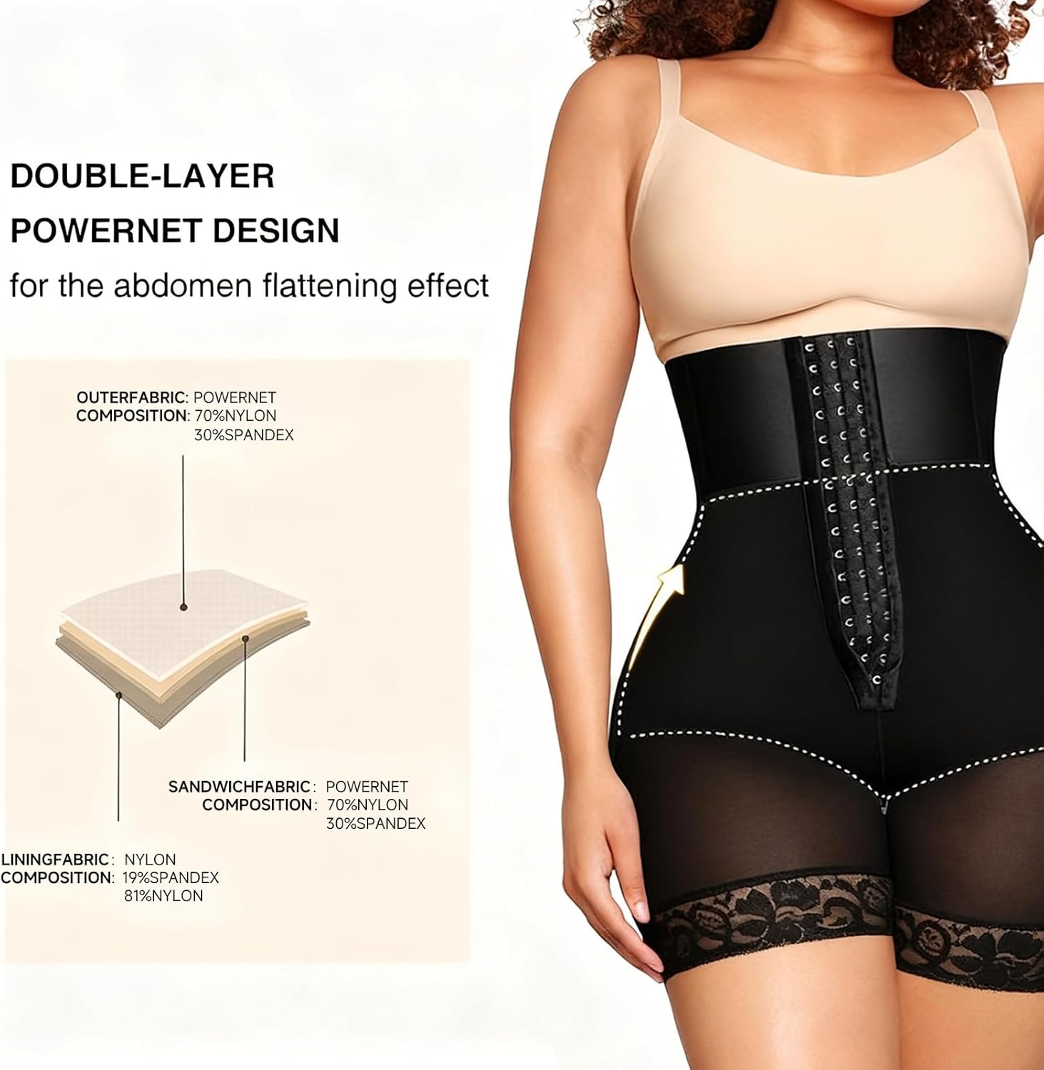 ストラップレス Fajas Colombianas 女性用 - 腹部コントロールボディシェイパーショーツ ヒップリフター&amp;ジ