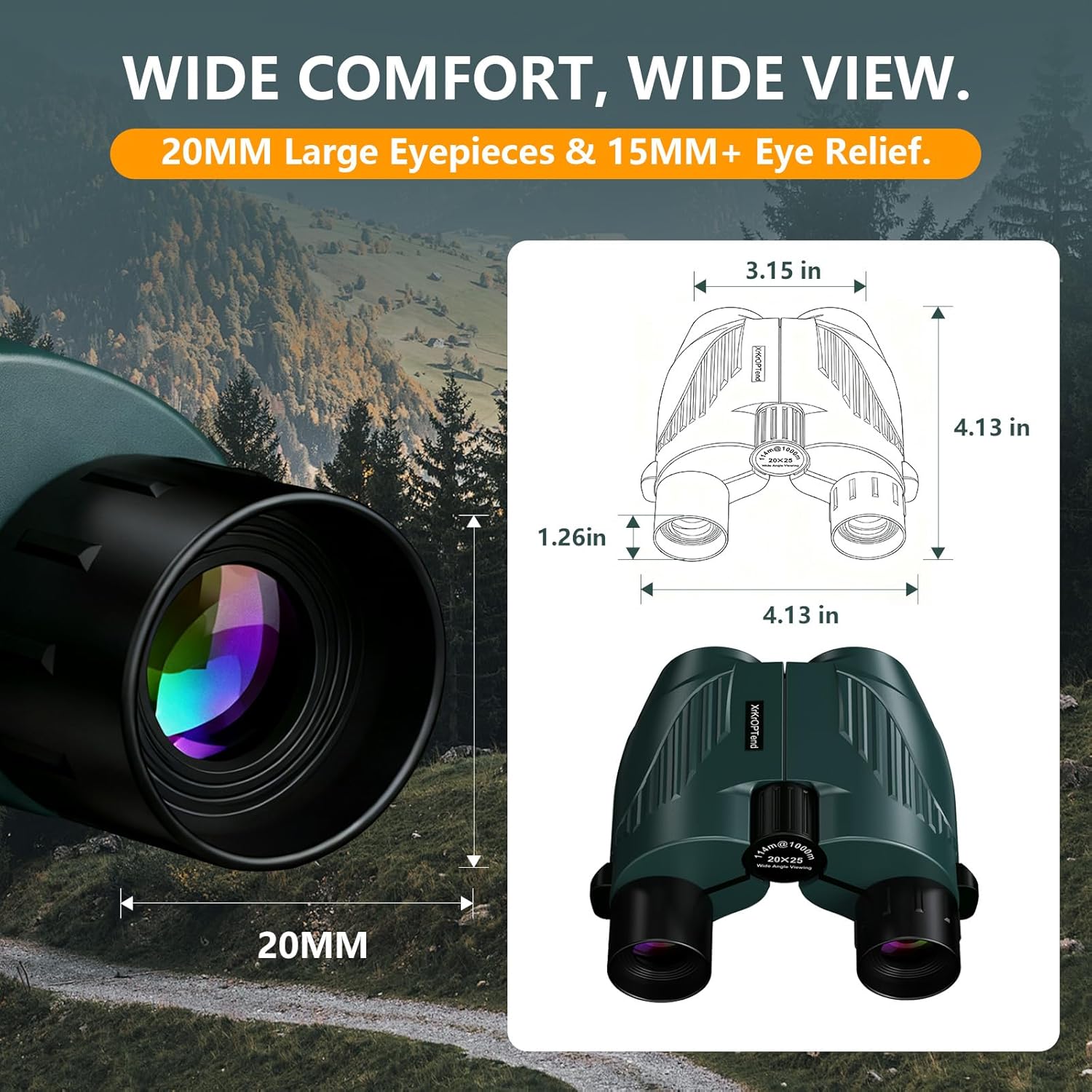 20X25 Compact High Powered Binoculars for Adults & Kids 8-12 | BAK4 FMC Lens Mini Folding Travel Binoculars | Easy Focus, Waterproof for Bird Watching, Cruise, Concert, Hiking (Green) - Image 7