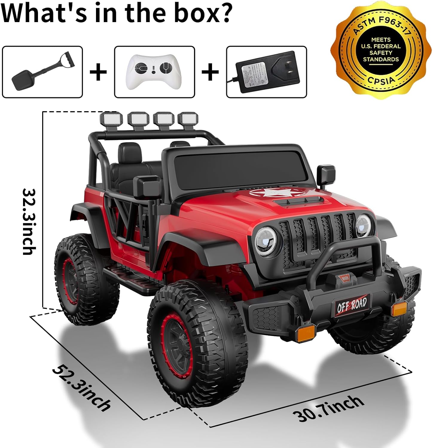 24V Ride On Toys for Kids, 2 Seater Electric Car w/Remote Control, 3 Speeds, Max 6MPH, 4x200W Motor, LED Lights, Spring Suspension, Music