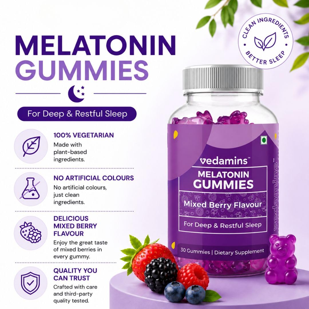 5mg Melatonin Gummies I Sleep Aid for Men & Women I Ashwagandha, Lemon Balm for Deep Sleep, Anxiety & Stress Relief I Non Habit forming Sleeping I Mixed berry flavour I 30 Gummies — Amazon image 6