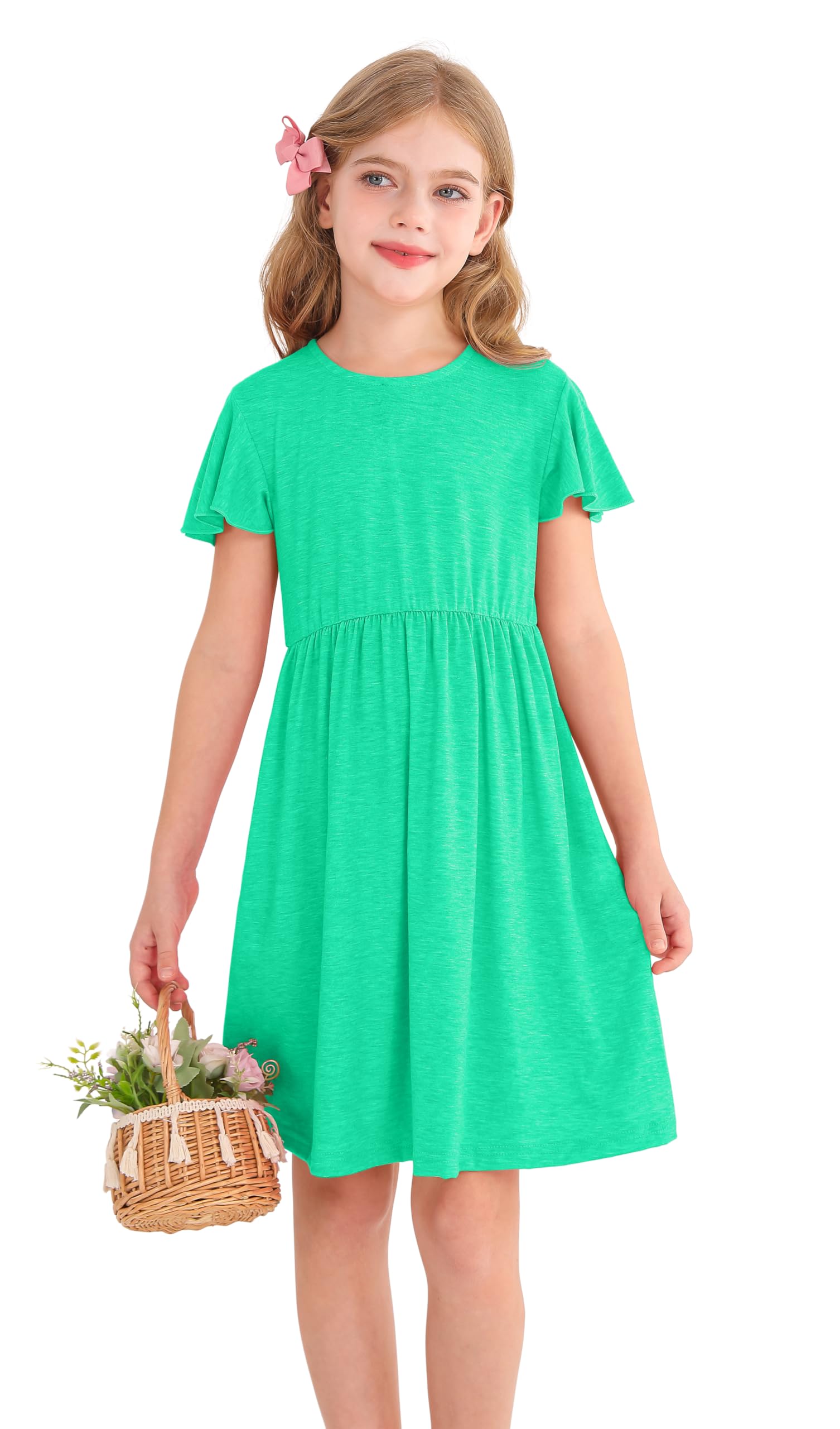 ワンピース Ruffle Sleeve Dress 6y CVXV Girls Dresses Ruffle Short Sleeve Summer Cinch-Waist Dresses