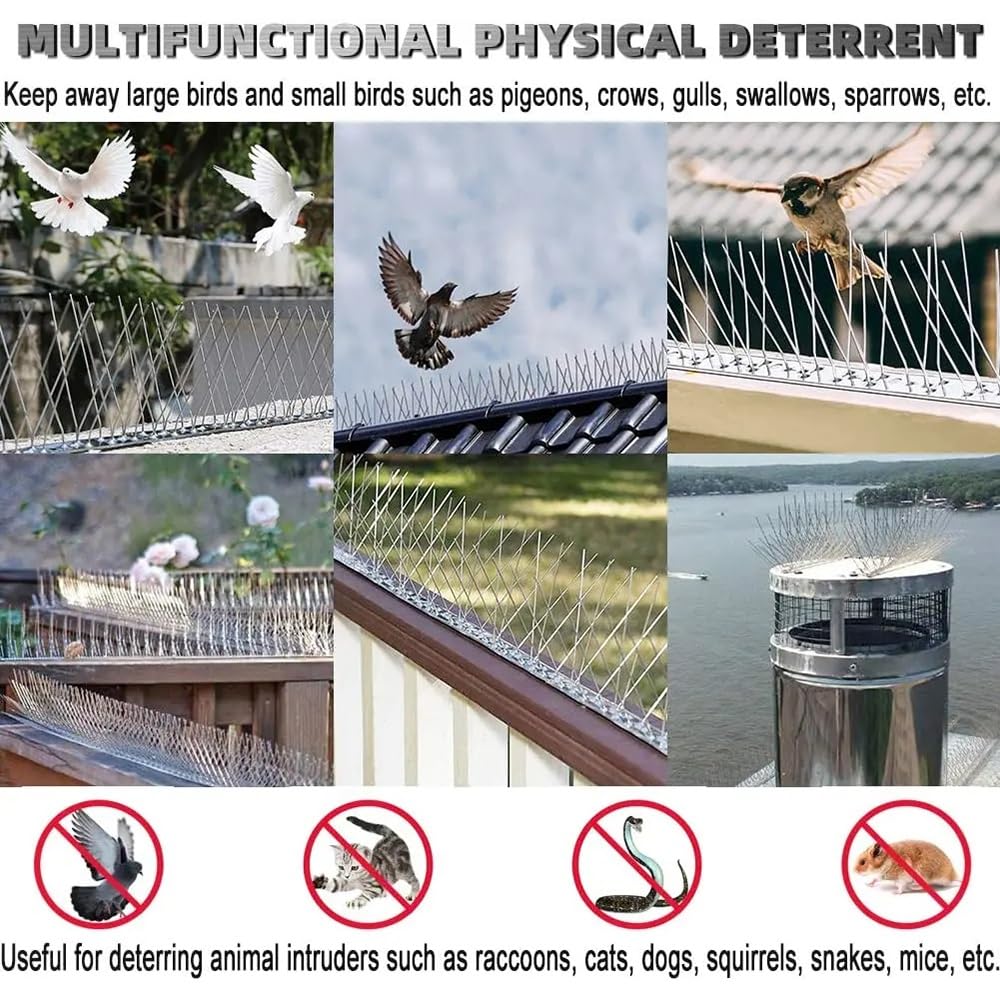 Pinchos For Palomas, 66-660 Cm, De Acero Inoxidable, For Disuadir Pájaros En El Techo, For La Parte Superior De La Cerca, For Gaviotas, For Disuadir Pájaros(16pcs- 528cm)