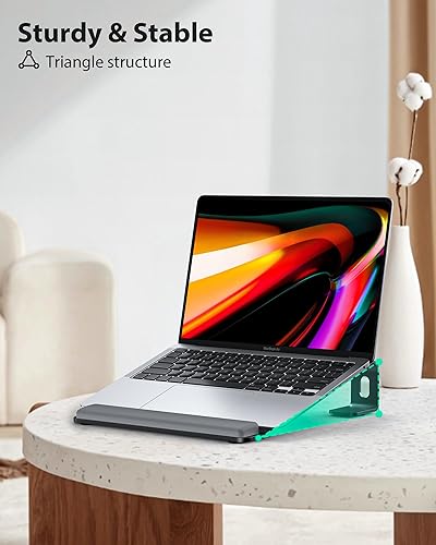 Miniatura 6 de NTMY Soporte para computadora portátil con reposamuñecas, portátil, ventilado, ligero, de aluminio, desmontable, portátil, ergonómico, soporte de