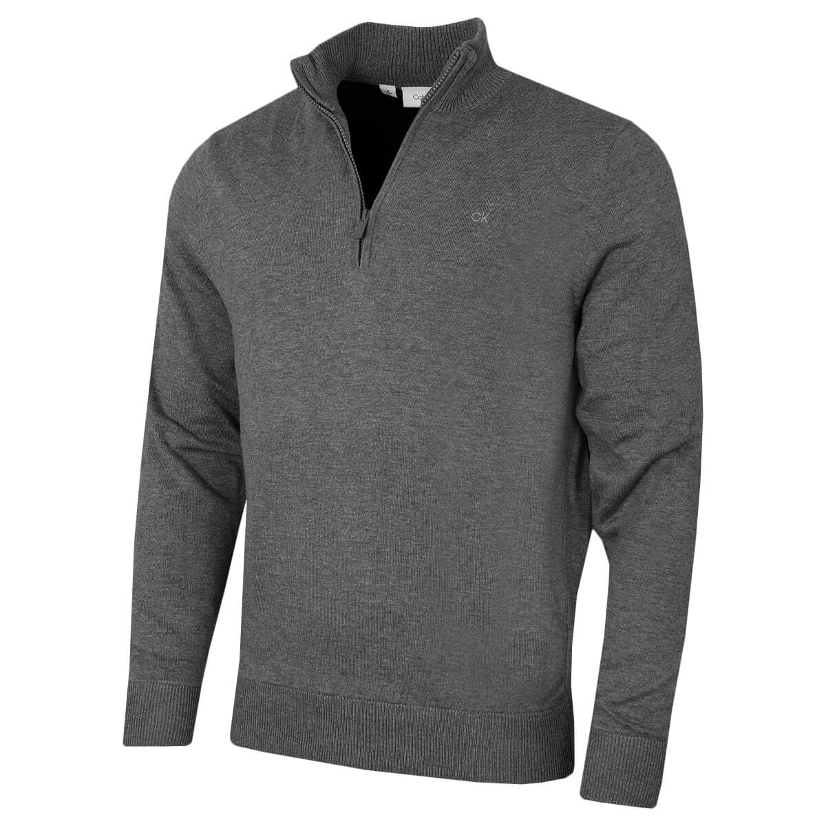 Calvin Klein Mens Campus 1/2 Zip Sweater - Grey Marl - XXXXL