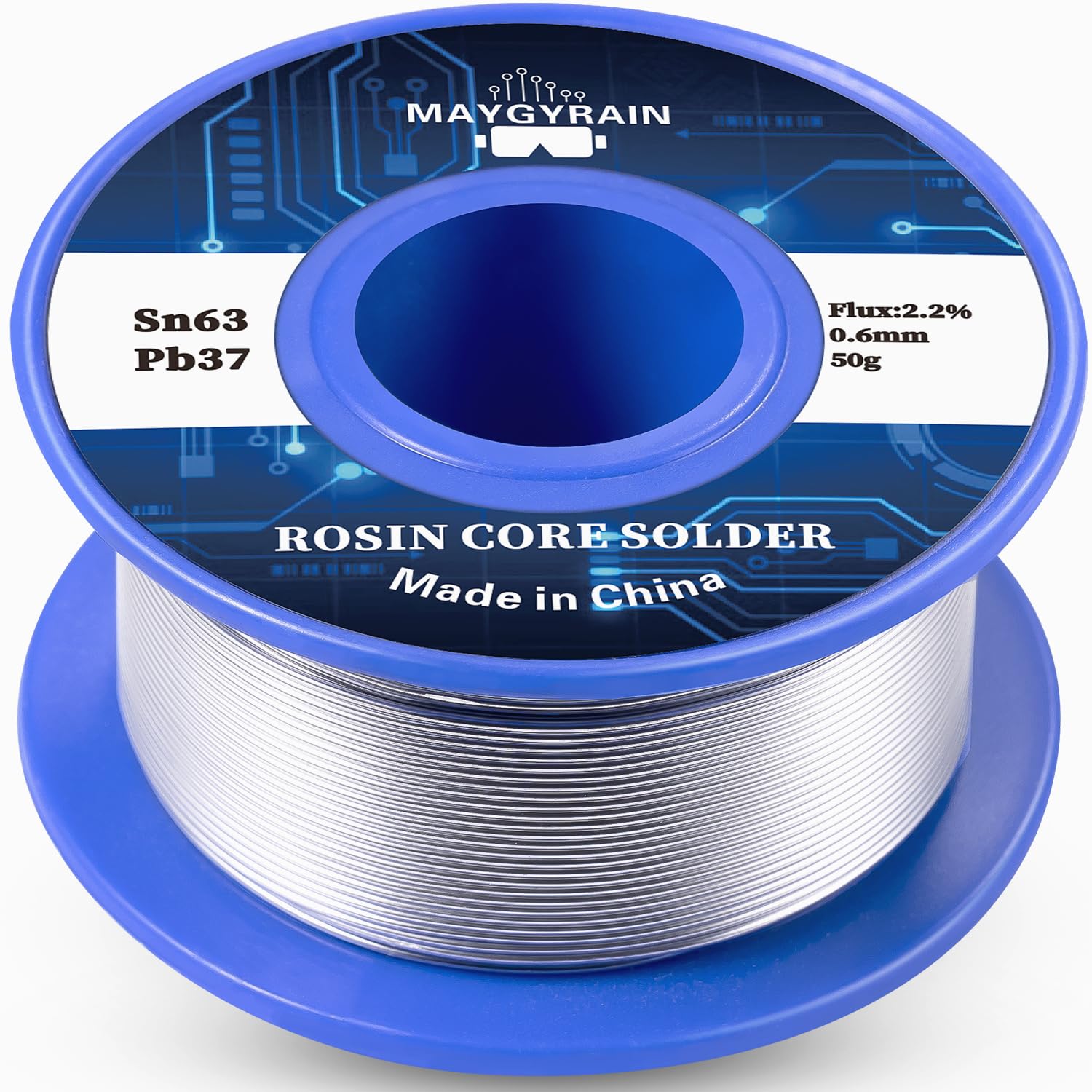 For Electronics Repair – 0.6mm 50g Rosin Core Solder Wire, 63/37 Sn63Pb37, Low Melting Point 361℉/183℃, 2.2% Flux for SMD, PCB &amp; Fine Soldering Work (0.6mm 50g)