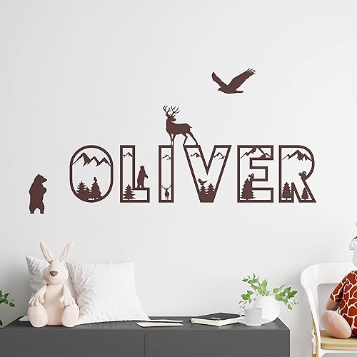 Miniatura 2 de Nombre de pared personalizado de animales del bosque, decoración de guardería de animales de bebé, decoración de guardería para niños o niñas,