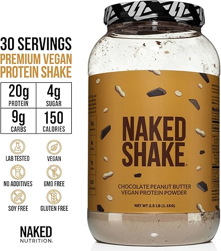 Miniatura 10 de Naked Shake - Proteína en polvo de tarta de manzana, proteína a base de plantas saborizadas de granjas estadounidenses y canadienses con aceite MCT,