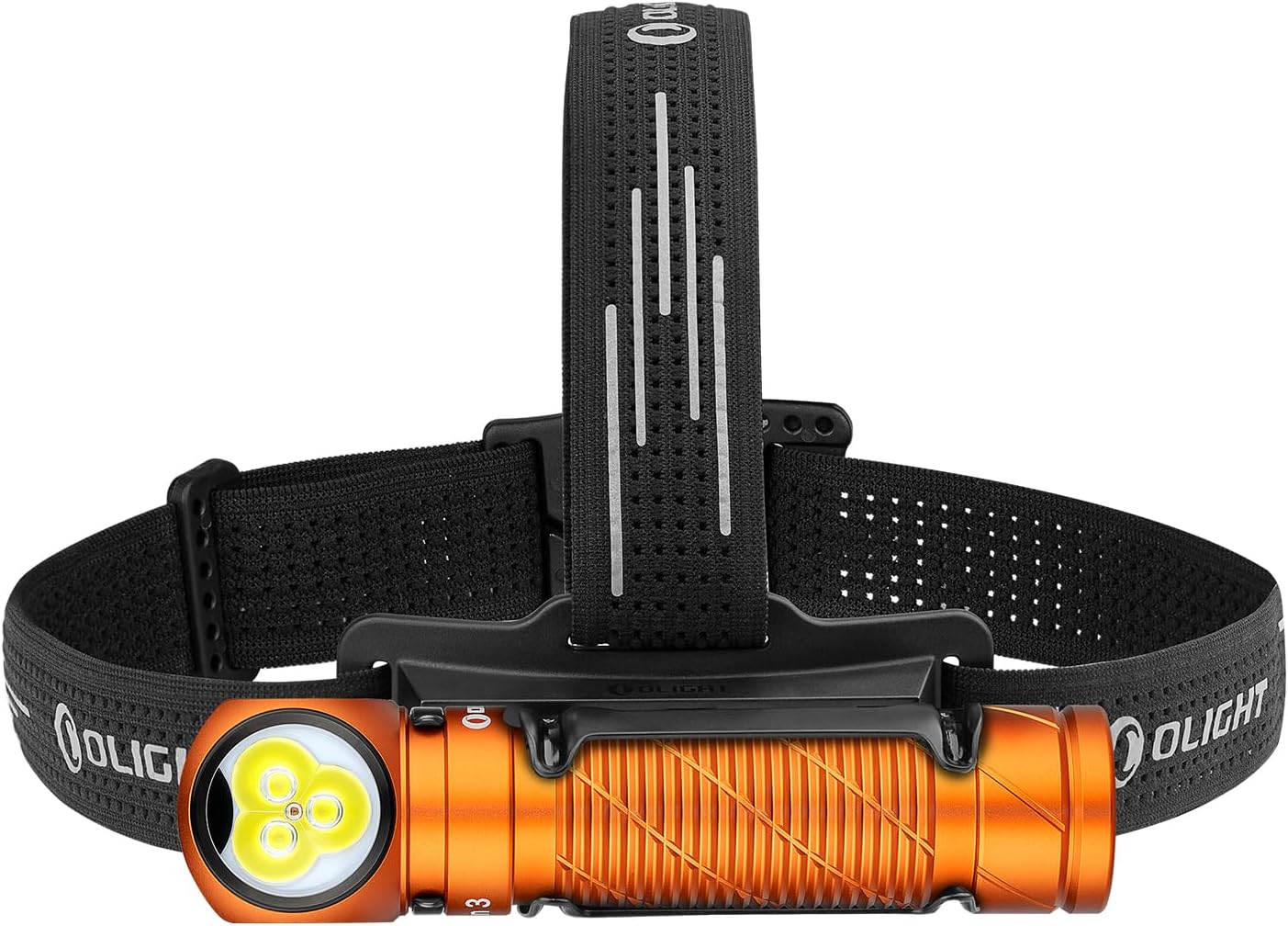Perun 3 Headlamp 3000 Lumens LED Head Torch, Rechargeable Headlight with Red Light Option, Ideal for Camping, Working, Repairs and Outdoors (Orange)