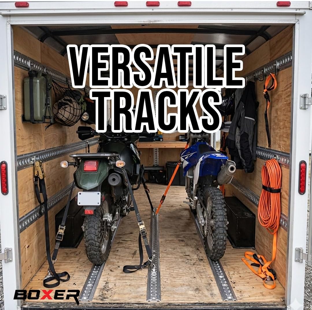 Boxer 2 Pack 4ft Black Anodized L Track - Tie Down System Trailer, Vans, Trucks, Motorcycles, ATV, UTV – L Track Airline Track Style