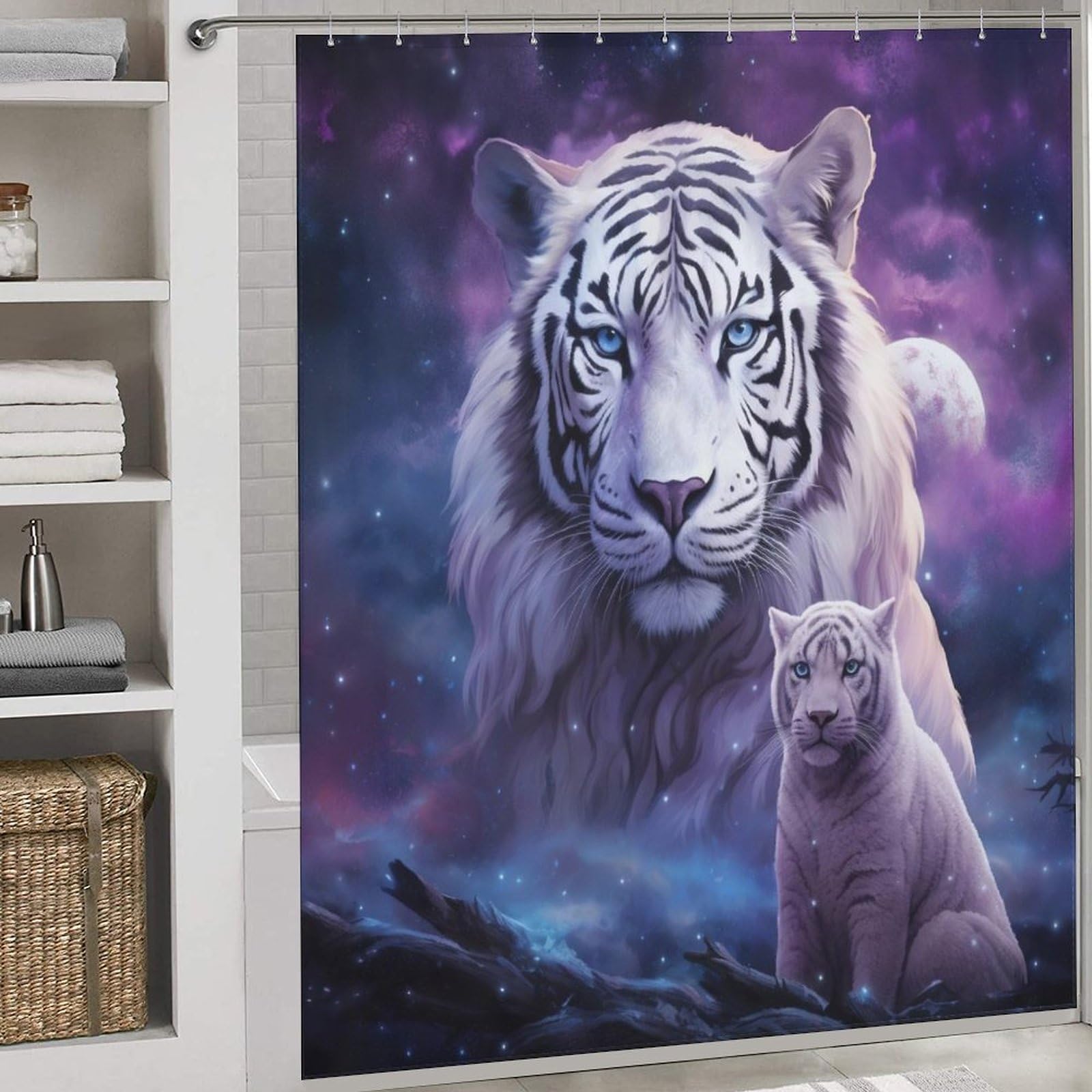 Rideau de douche tigre en polyester pour une salle de bain moderne