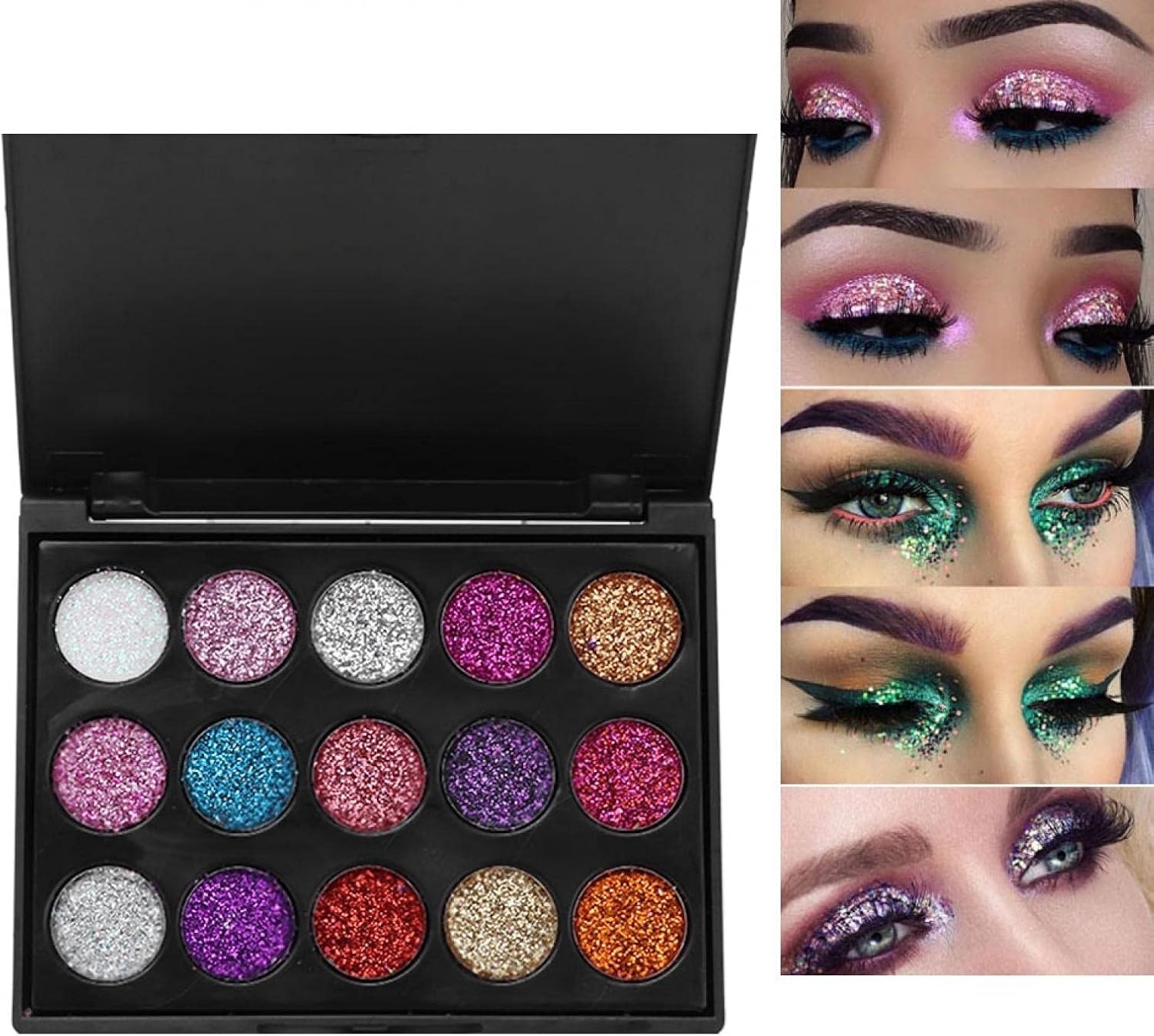 15 kleuren oogmake-up palet Waterdicht Glitter Oogschaduw Palet Glanzende oogschaduw Cosmetisch Poeder Langdurig Mengbaar Natuurlijke Kleuren Make-up