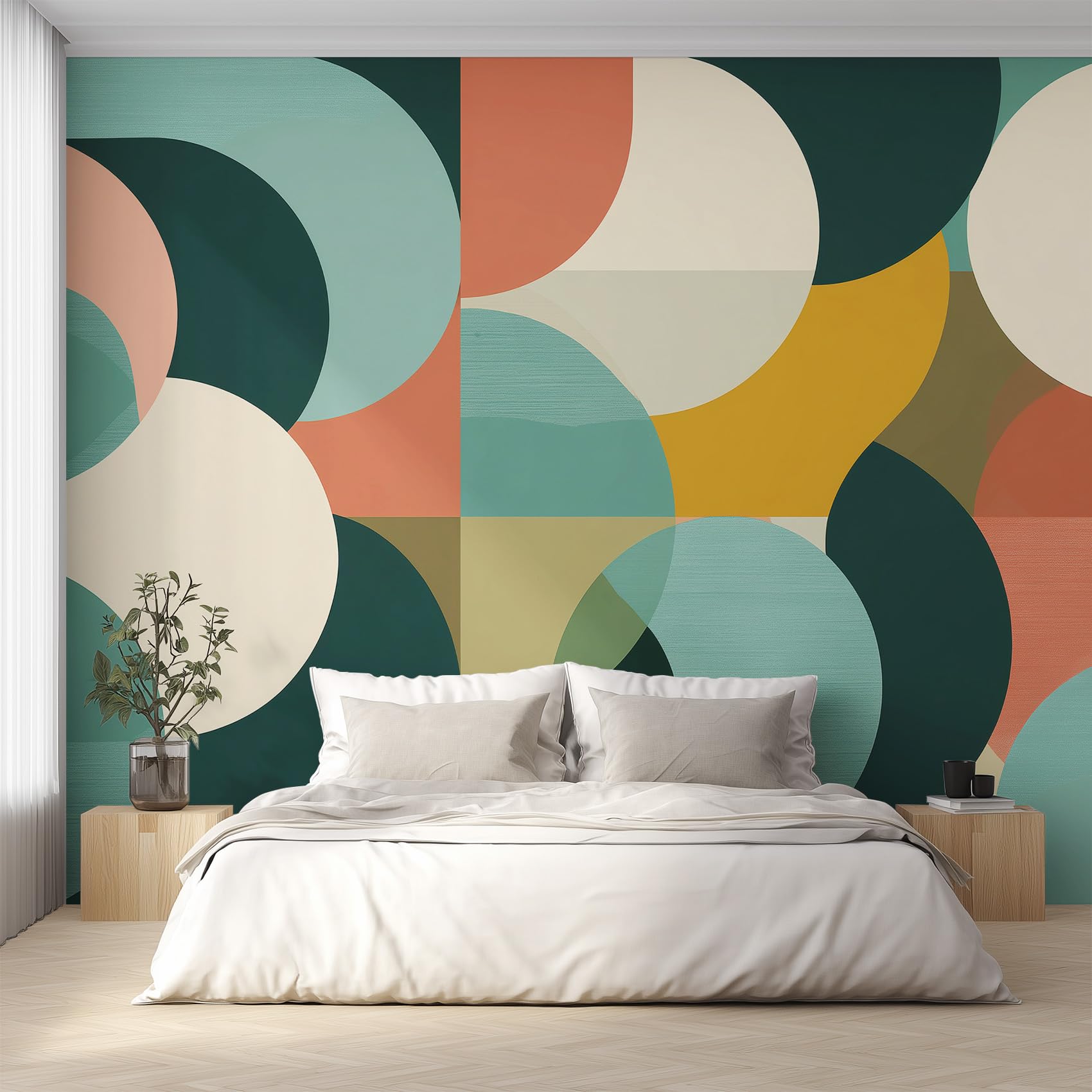 Papier peint moderne rétro style milieu du siècle pour un salon design élégant
