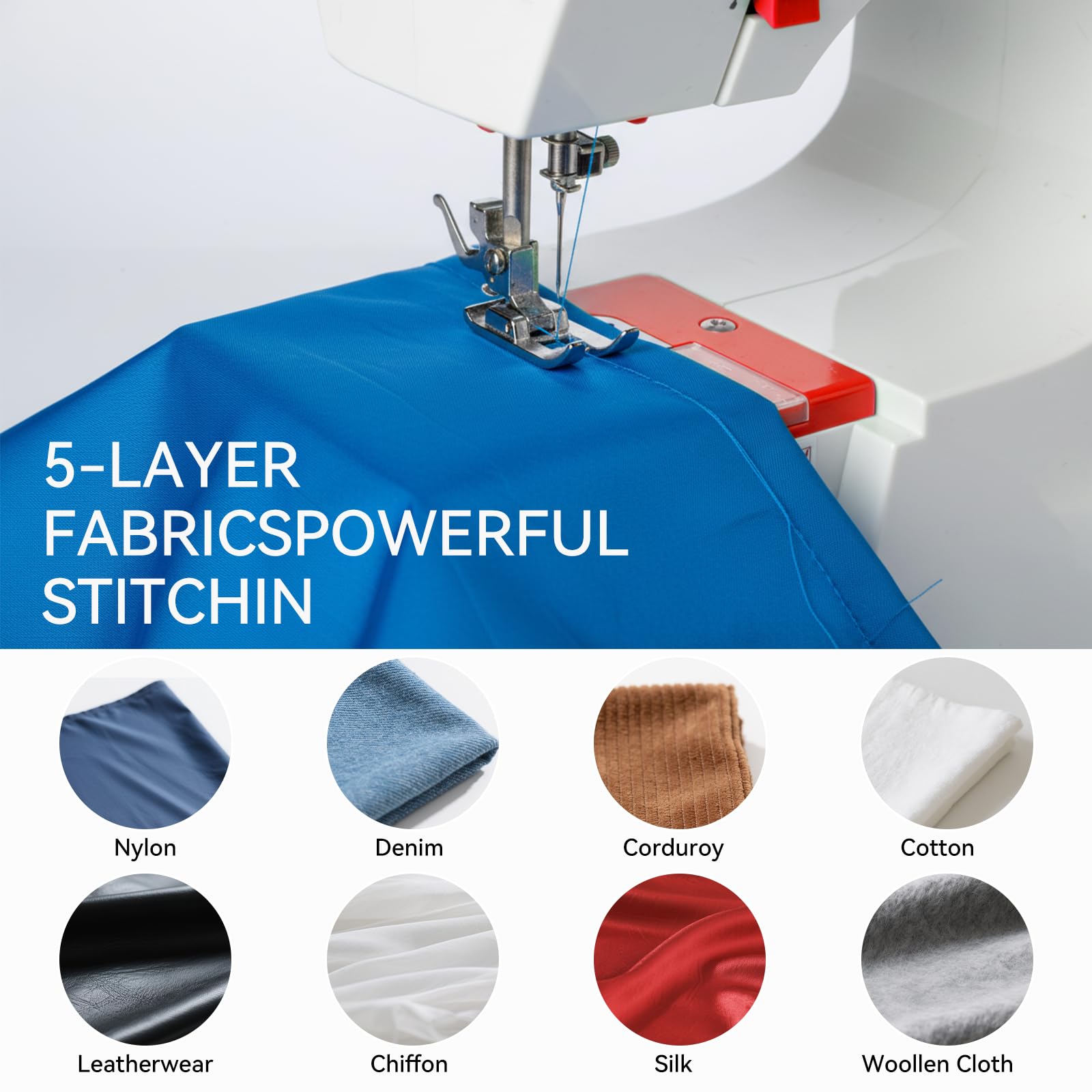 Nähmaschine für Kinder und Anfänger, 12 Stichmuster Overlock Nähmaschine, Portable Mini Sewing Machine mit Nähzubehör-Set, Elektrische Haushalts Nähmaschinen Klein für DIY, Kleidung Rot