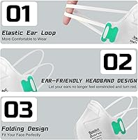 Vista 6 de N95 Face Mask,30 Pack NIOSH Certified N95 Disposable Respirator 5-Ply Safety Breathable Face Masks, Filter Efficiency 95%, Adjustable Comfortable
