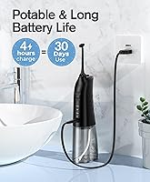 Vista 7 de Demita Irrigador dental inalámbrico para dientes, 10.1 fl oz, 3 modos, 5 puntas de chorro, púa eléctrica portátil para adultos, kit de limpieza