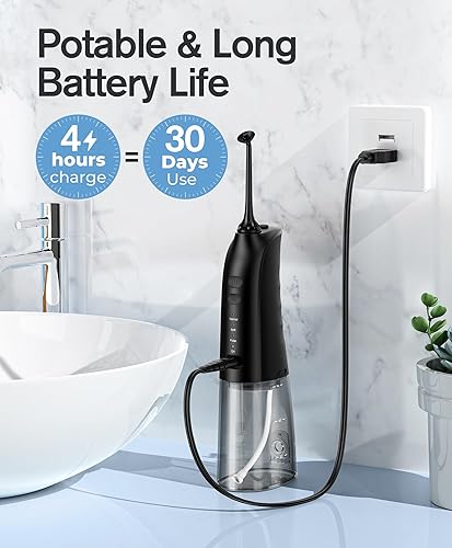 Miniatura 7 de Irrigador dental para dientes, irrigador de agua inalámbrico con 8 puntas de chorro, irrigador oral recargable de carga rápida de 4 horas de