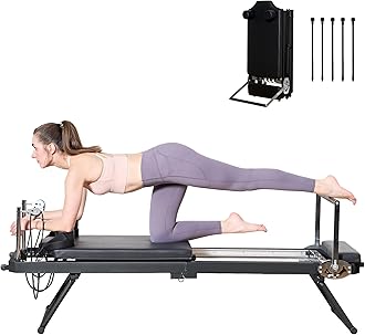 SogesPowerPilates Reformer Machine for Home Gym Workout, Foldable Pilates Equipment with High Strength Alloy Springs for Beginners, Up to 330lbs Weight Capacity