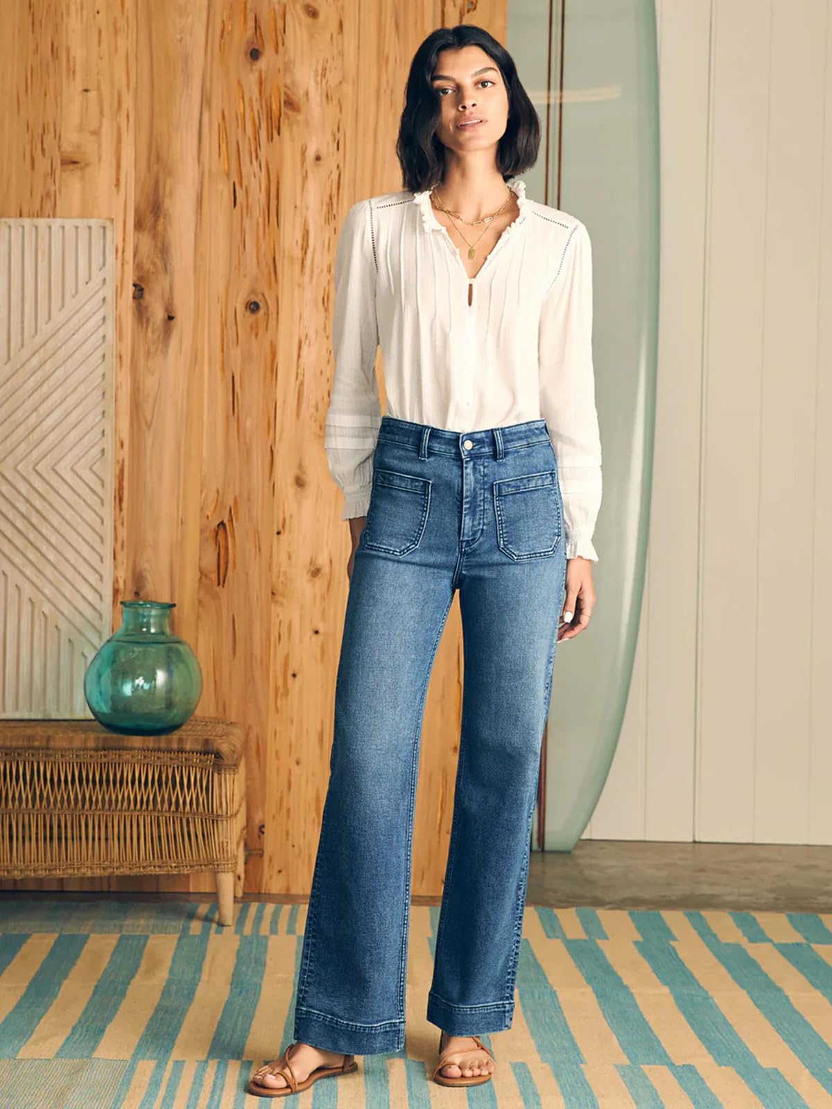 KUNMI Women's Wide Leg Jeans High Waisted Straight Leg Stretchy Denim Pants with Pockets