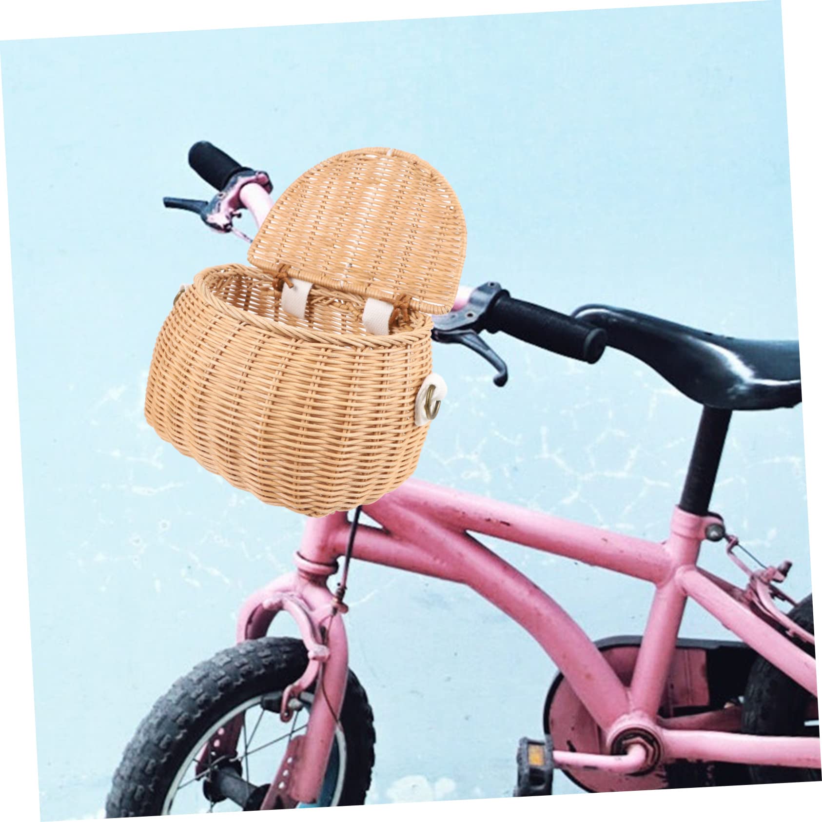 Panier à Vélo Rotin Tressé 1 Pièce pour Garçon et Filles Jaune | Panier de Guidon, Rangement pour Snacks et Gobelets, Structure Solide, Tenue Fiable, Usage Garçon et Filles