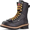 SUREWAY Mens 8 Waterproof Steel-Toe Logger Work Boot,Superior OilSlip Resistant,Thicker Full Grain Leather,Wedge Rubber Sole,EH Rated