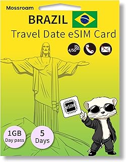 Brazil eSIM - Prepaid 1GB 5G/4G Data，for 5 Days - Easy QR Code Setup - No Roaming, No Contracts - Ideal for Short & Long Trips