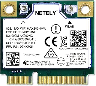 802.11AX WiFi 6 AX200HMW 3000Mbps Mini-PCIE Interface WiFi Adapter with Bluetooth 5.0 for Windows 10 11 64bit Laptop PCs, 2.4GHz 574Mbps & 5GHz 2400Mbps, Intel WiFi 6 AX200D2W (WiFi 6 AX200HMW)