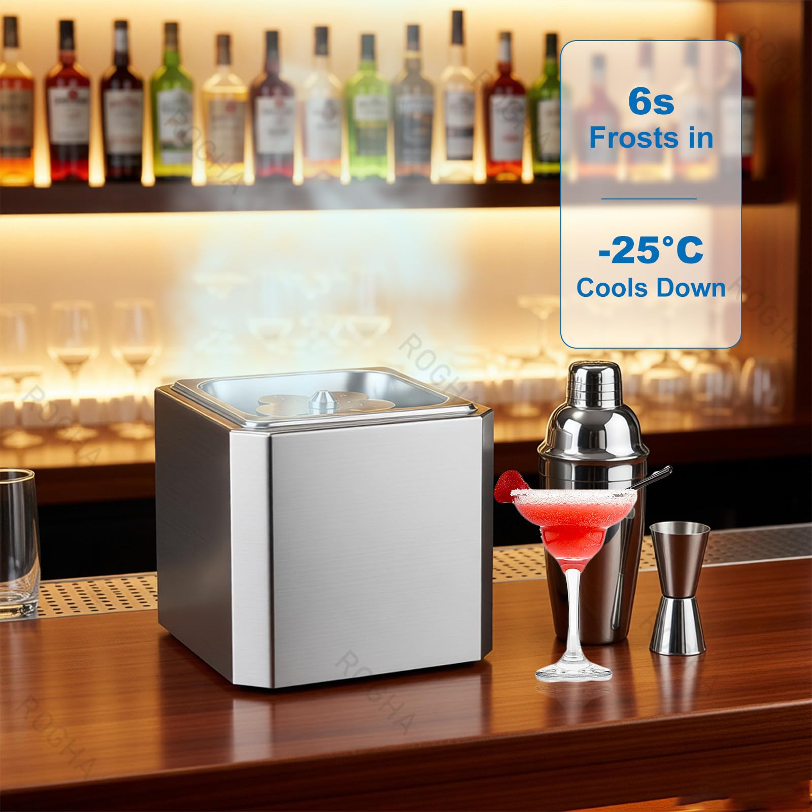 Enfriador de Vasos de CO2 de enfriamiento rápido, Enfriador de Mesa para Vasos de Cerveza con Luces de neón, 6 Unidades por Vaso, para Vasos de cóctel, Bares y restaurantes