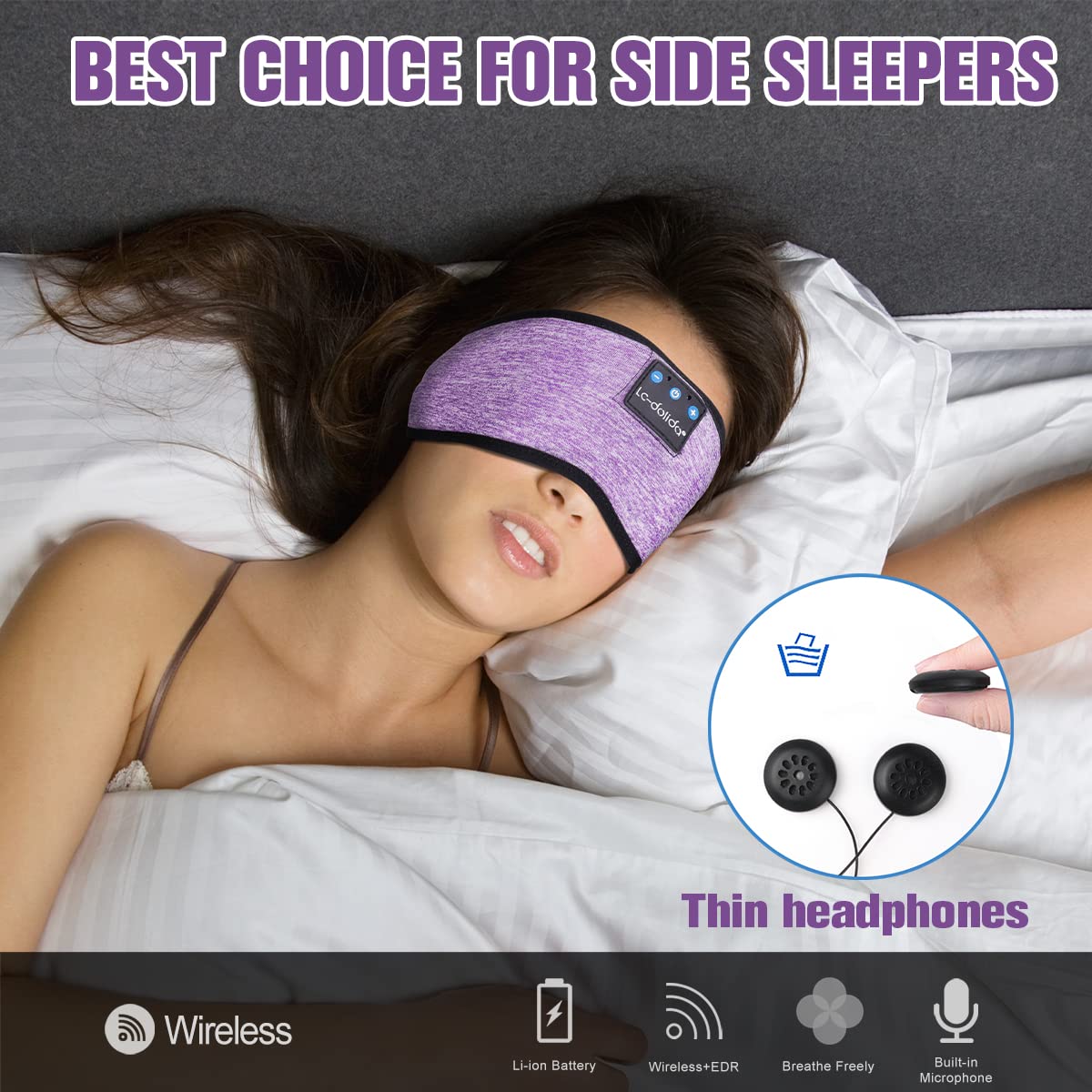 Bandeau Bluetooth Pour Dormir Ou Faire Du Sport – écouteurs Intégrés Et Masque Yeux – Noir