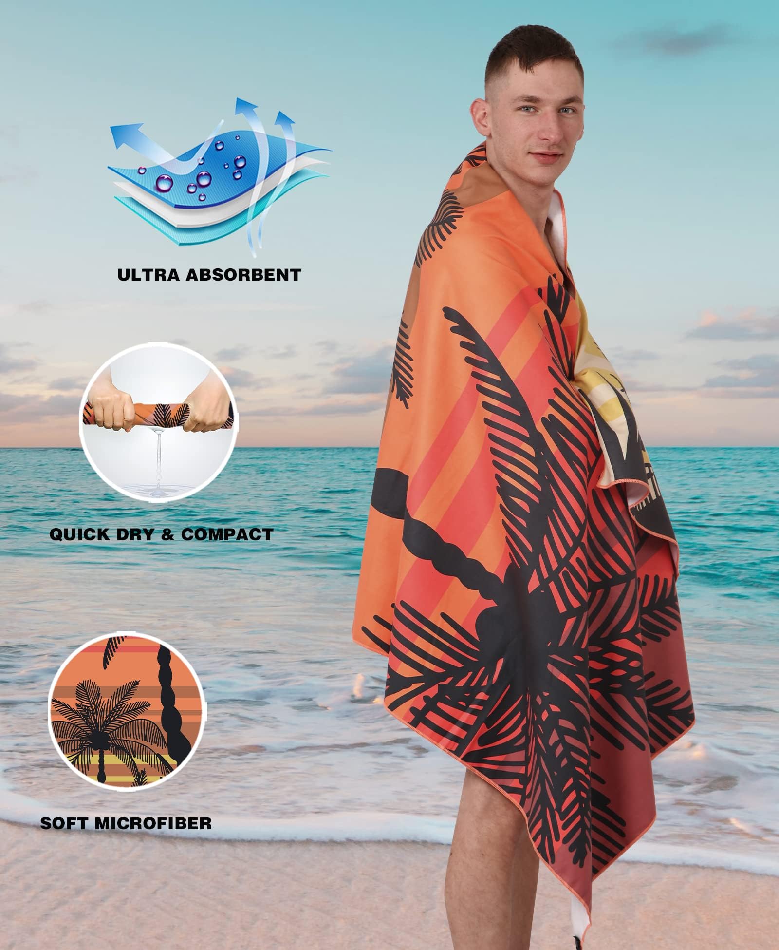 Style Slice Beach Towel, Sand Free Quick Dry Lightweight Microfibre Beach Towel for Adults Includes Mesh Bag - Image 3