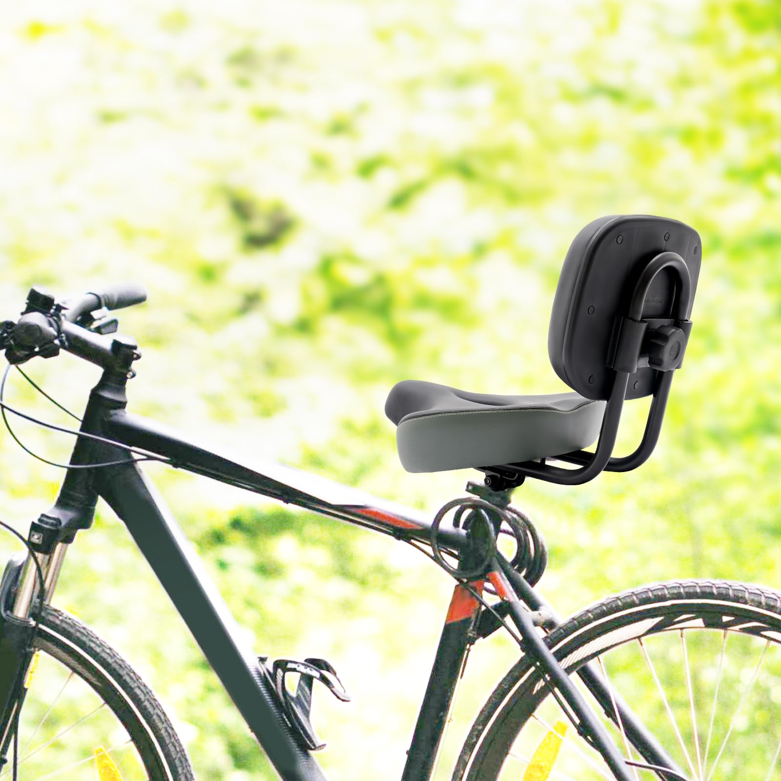 Siège de vélo avec dossier, coussin de siège de vélo extra large, siège ergonomique pour tricycle, selle de dossier réglable, capacité de charge 100 kg, pour VTT, tricycle navetteur