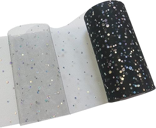 Miniatura 5 de DADAXIE - Rollos de tul con purpurina láser, rollo decorativo de tela de tul de 6 x 50 yardas (150 pies), color brillante para camino de mesa,