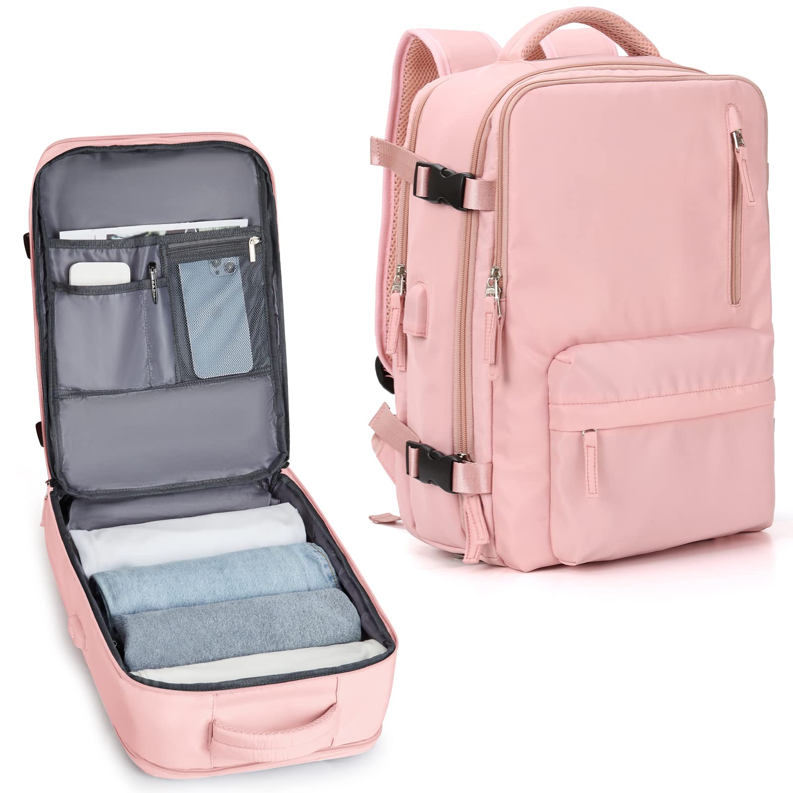 Travel Carry on Laptop Backpack, Flight Approved Backpack,Sports College Bag Casual Daypack, B-pink, Large, Laptop Backpack