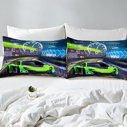 Vista 189 de Feelyou Juego de ropa de cama de coche de carreras y avión en blanco y negro – Funda de edredón y funda de edredón para niños y adolescentes